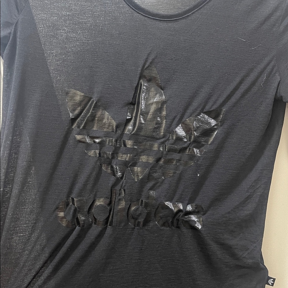 Adidas Women’s Black Tee with Textured Logo